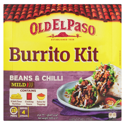 Old El Paso Mild Beans & Chilli Burrito Kit 620g