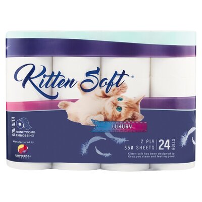 Kitten Soft Toilet Paper 2 Ply 350 Sheets 24 Pack