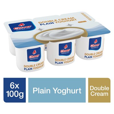 Clover Double Cream Plain Yoghurt 6 Pack