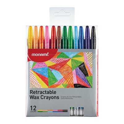 Monami Retractable Wax Crayons 12 Pack