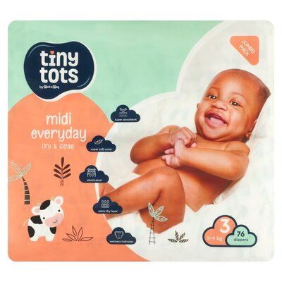 PnP Tiny Tots Midi Size 3, 76 Nappies