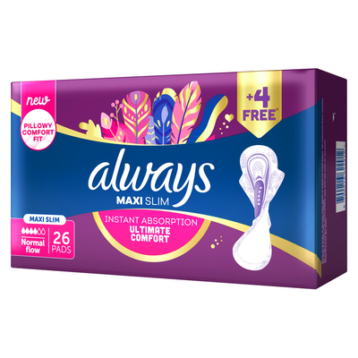 Always Maxi Slim Normal Sanitary Pads 26 Pack | PnP