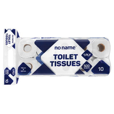 No Name Toilet Tissue 1 Ply White 500 Sheets 10 Pack
