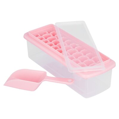 Dub Dub Pink 33 Cube Stackable Ice Tray With Storage Container, Lid ...