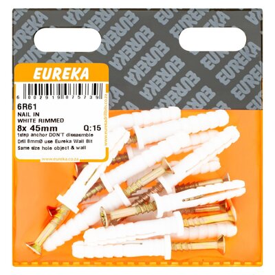 Eureka Nail-In White Rimmed 8 x 45mm 15 Pack | Smart Price Specials ...