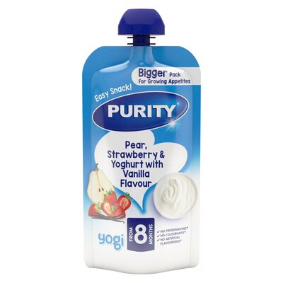 Purity Pouch Pears,Yoghurt & Strawberry with Vanilla 150ml | PnP