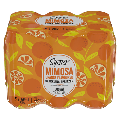 Sipster Orange Flavoured Mimosa Sparkling Spritzer 6 x 300ml