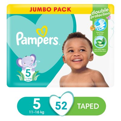 Pampers Baby-Dry Size 8, 52 Nappies, 17+kg, Jumbo+ Pack