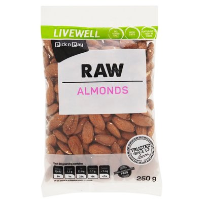 PnP Live Well Raw Almonds 250g
