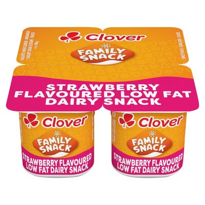 Clover Family Strawberry Dairy Snack Yoghurt 4 x 100g