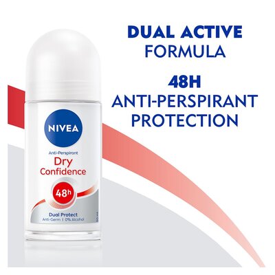 NIVEA Deo Roll-on Dry Confidence Plus – 50 Ml, Für Zuverlässigen 24h-Schutz, Für Frauen