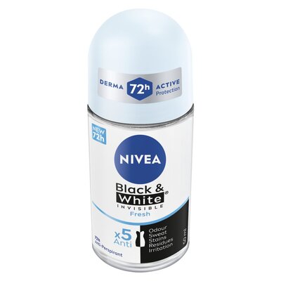 Nivea Invisible For Black & White Fresh Roll-On – Anti-Transpirant Für 48h, Schützt Vor Weißen Und Gelben Flecken