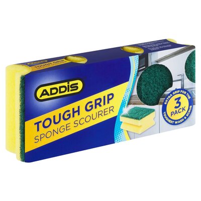Addis Tough Grip Sponge Scourer 3 Pack | PnP