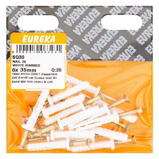 Eureka Nail-In White Rimmed 6 x 35mm 20 Pack | Smart Price Specials ...