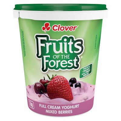 Clover Fruits Of The Forest Full Cream Berry Burst Yoghurt 1kg