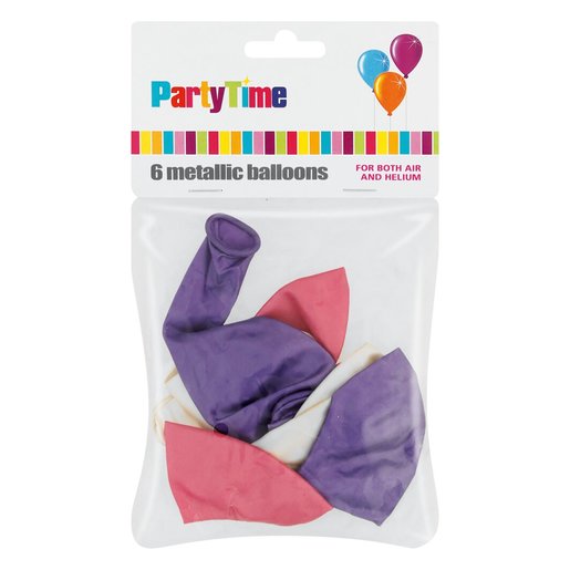 Party Time Balloons Metallics 6 Pack PnP