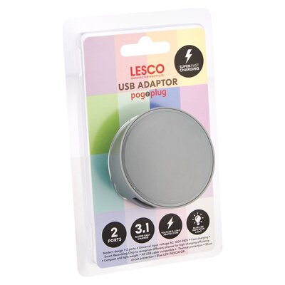 Lesco Usb Adaptor Double 3.1A Silver | PnP