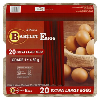 Bartlet Extra Large Eggs 20 Pack