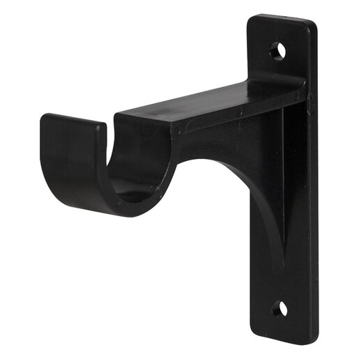 Rufflette Single Black Plastic Curtain Bracket 25mm Black 2 Pack | PnP