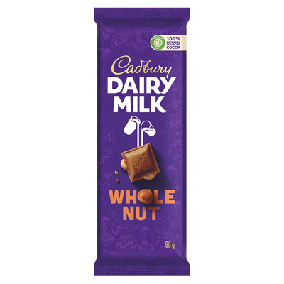 Cadbury Dairy Milk Whole Nut Chocolate Slab 80g