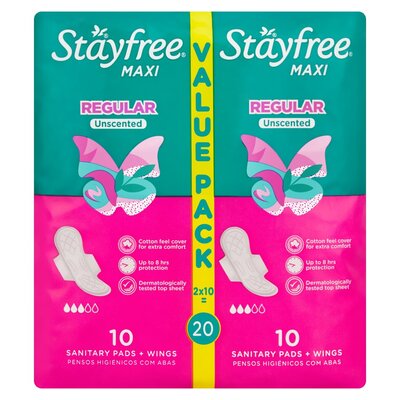 Stayfree Maxi Regular Sanitary Pads With Wings Uncented 20 Pack | PnP