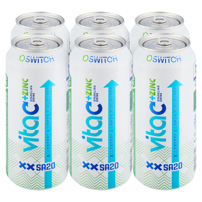 Switch SA20 Blueberry & Lemon Flavoured Vita C Zinc Energy Drink 6
