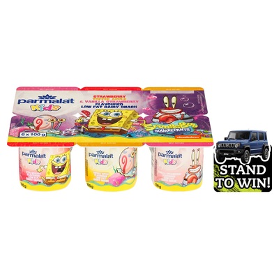 Parmalat Kids Strawberry, Toffee Apple & Vanilla Strawberry Flavoured Low Fat Dairy Snack 6 x 100g