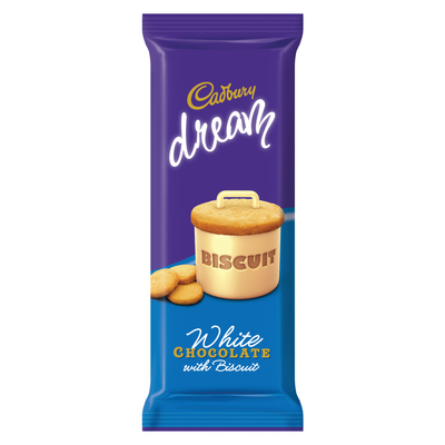 Cadbury Dream White Chocolate with Biscuits Slab 80g