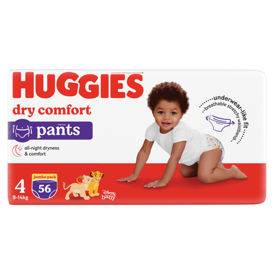 Huggies Dry Comfort Jumbo Pack Size 5 Diapers 56 Pack, Disposable Nappies, Nappies, Baby