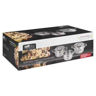 O2 Stainless Steel Casserole Cookware Pot Set 5 Piece | Smart Price ...