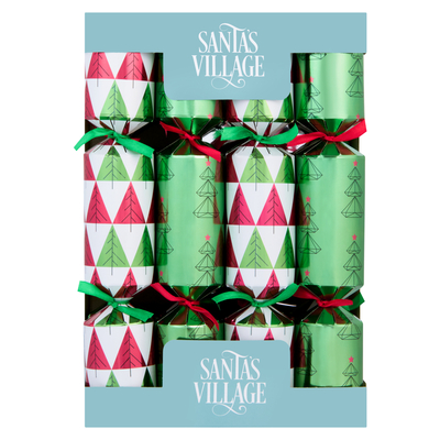 Santa's Village Assorted Metalised Christmas Crackers 8 Pack