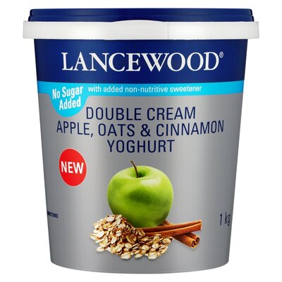 Lancewood No Sugar Added Double Cream Apple, Oats & Cinnamon Yoghurt 1kg