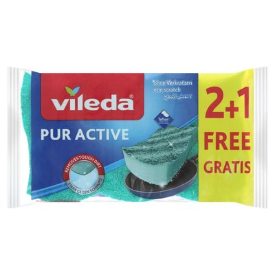 Vileda Pur Active Spugna Da Cucina - Verde, Antigraffio, Assorbente
