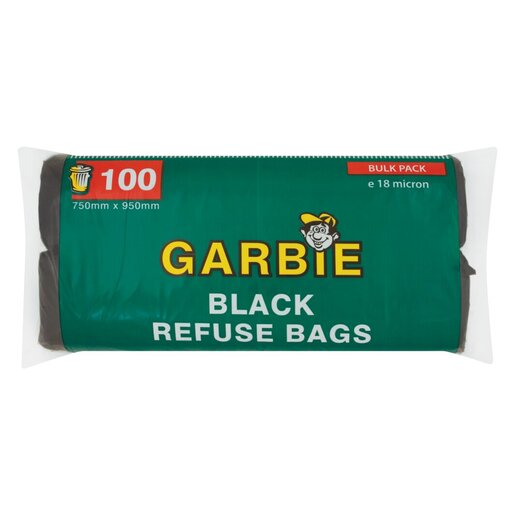 Garbie Refuse Bags Black 100s 750mm x 950mm PnP