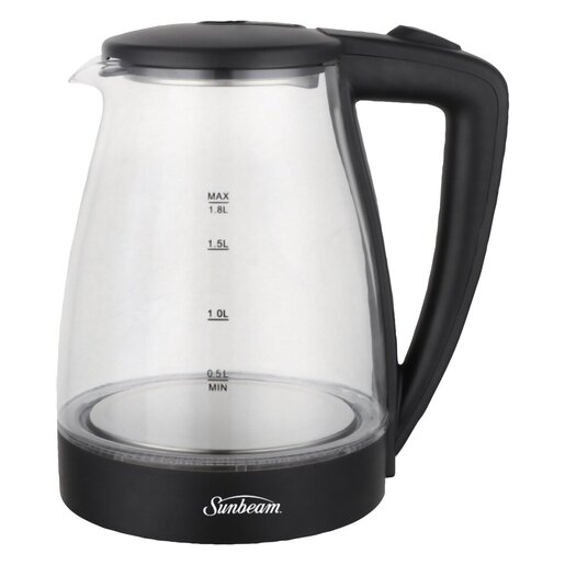 Sunbeam 1.8 Litre Deluxe Glass Kettle SDGK-3000 Stylish Electric Kettle 1800W Stainless Steel Finish