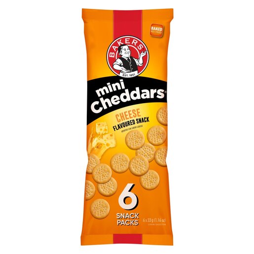 Bakers Cheese Mini Cheddars 6 x 33g PnP