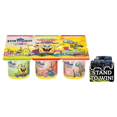 Parmalat Kids Cream Soda, Banana Raspberry & Strawberry Flavoured Low Fat Dairy Snack 6 x 100g