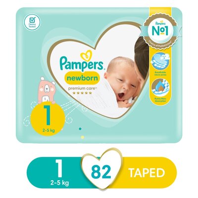 Pampers Premium Care No1 (2 - 5 kg) Nappies 82 Pack