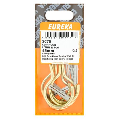 Eureka Cup Hook Long Thread & Plug 45mm 6 Pack | Smart Price Specials ...