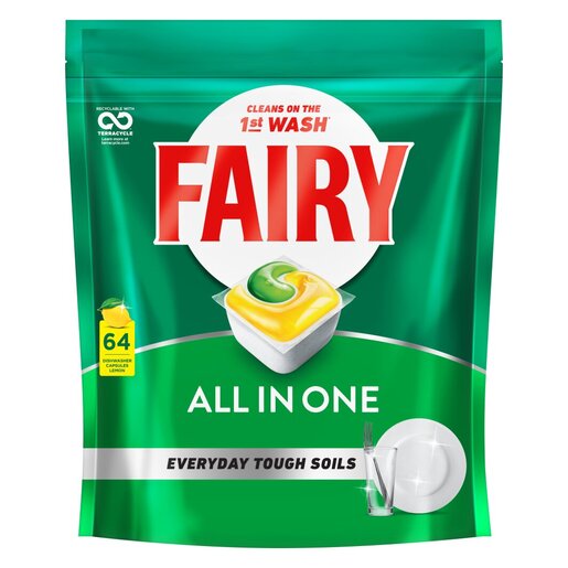 Fairy Dishwasher Tablets Auto All In One 64 Capsules PnP