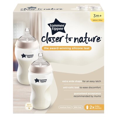 Tommee Tippee Closer to Nature Baby Bottle 340ml with Medium Flow  Anti-Colic Tea, Baby Bottles