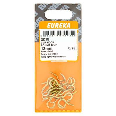 Eureka Cup Brass Plated Round Hook 14mm 25 Pack | Smart Price