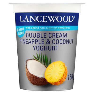 Lancewood Double Cream No Sugar Added Pineapple & Coconut Yoghurt 150g