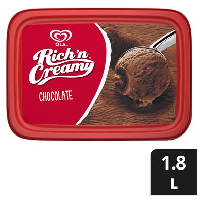 Ola Rich n Creamy Chocolate Flavoured Ice Cream Tub 1.8L