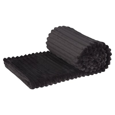 Inspired Charcoal Fat Ribbed Flannel Fleece Throw 150 x 180cm | PnP