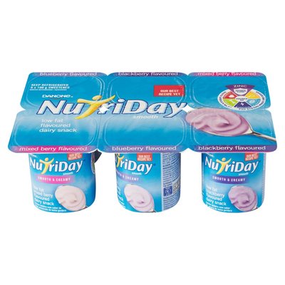 Danone Nutriday Low Fat Smooth Berry Medley Dairy Snack 6 x 100g