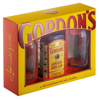 ゴードンGordon's Dry Gin 750ml 47%とミニチュアセット Gordon's Gin With 2 Glass Gift Set 750ml | PnP