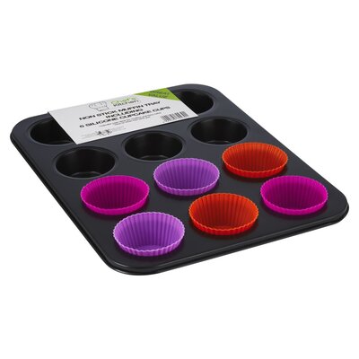 Chef s Kitchen 12 cup Muffin Tray 6 Silicone mould PnP