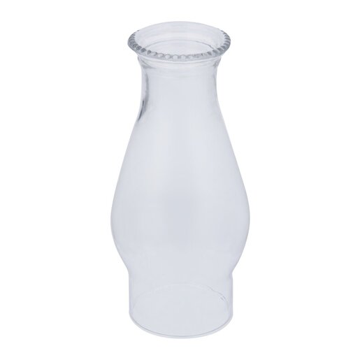 Clear Glass Oil Lamp Chimney With Crimp Top – 2.5 Inch (62mm) Base, 21cm Tall – Replacement Lamp Glass