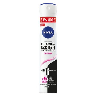 Nivea Black & White Invisible Original Anti Perspirant Deodorant 200ml ...